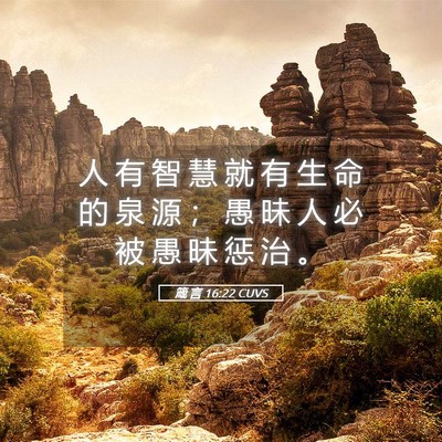 Picture 05 - 箴 言 16:22 CUVS - 人 有 智 慧 就 有 生 命 的 泉 源 ； - Bible Verse Picture