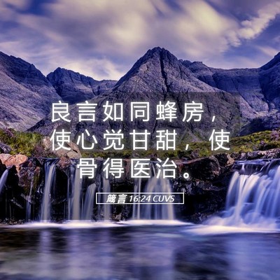 Picture 05 - 箴 言 16:24 CUVS - 良 言 如 同 蜂 房 ， 使 心 觉 甘 甜 - Bible Verse Picture