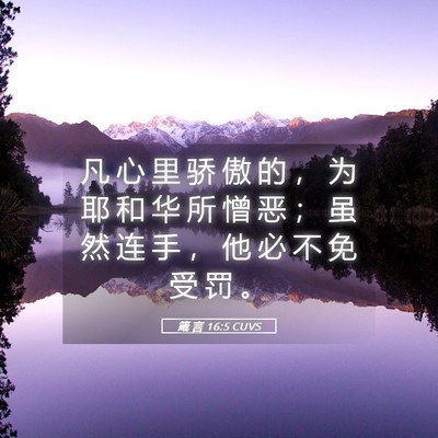 Picture 05 - 箴 言 16:5 CUVS - 凡 心 里 骄 傲 的 ， 为 耶 和 华 所 - Bible Verse Picture