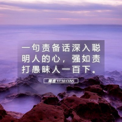 Picture 05 - 箴 言 17:10 CUVS - 一 句 责 备 话 深 入 聪 明 人 的 心 - Bible Verse Picture