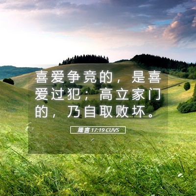 Picture 05 - 箴 言 17:19 CUVS - 喜 爱 争 竞 的 ， 是 喜 爱 过 犯 ； - Bible Verse Picture