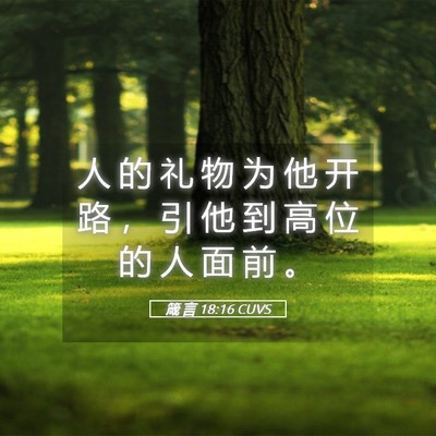 Picture 05 - 箴 言 18:16 CUVS - 人 的 礼 物 为 他 开 路 ， 引 他 到 - Bible Verse Picture