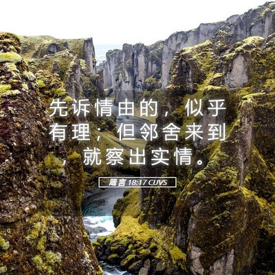 Picture 05 - 箴 言 18:17 CUVS - 先 诉 情 由 的 ， 似 乎 有 理 ； 但 - Bible Verse Picture