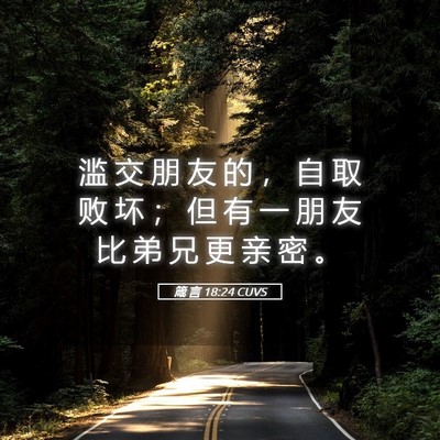 Picture 05 - 箴 言 18:24 CUVS - 滥 交 朋 友 的 ， 自 取 败 坏 ； 但 - Bible Verse Picture