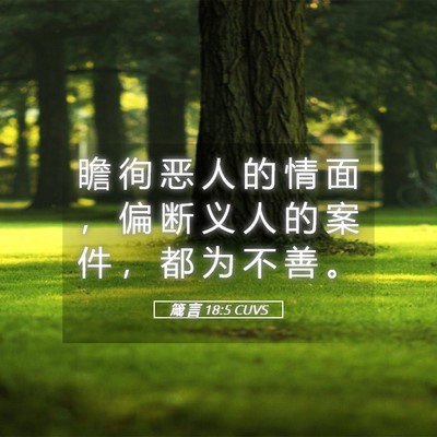 Picture 05 - 箴 言 18:5 CUVS - 瞻 徇 恶 人 的 情 面 ， 偏 断 义 人 - Bible Verse Picture