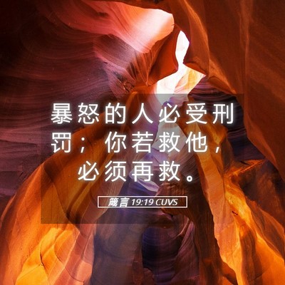 Picture 05 - 箴 言 19:19 CUVS - 暴 怒 的 人 必 受 刑 罚 ； 你 若 救 - Bible Verse Picture