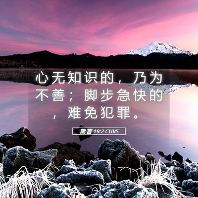 Picture 05 - 箴 言 19:2 CUVS - 心 无 知 识 的 ， 乃 为 不 善 ； 脚 - Bible Verse Picture