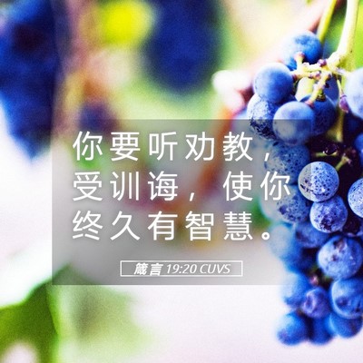 Picture 05 - 箴 言 19:20 CUVS - 你 要 听 劝 教 ， 受 训 诲 ， 使 你 - Bible Verse Picture