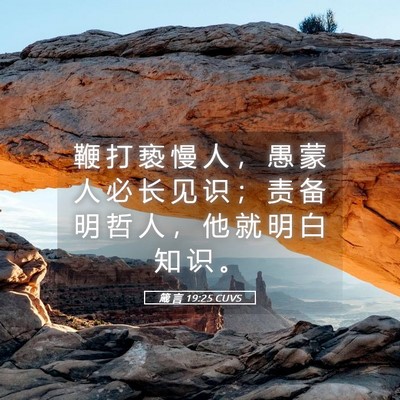 Picture 05 - 箴 言 19:25 CUVS - 鞭 打 亵 慢 人 ， 愚 蒙 人 必 长 见 - Bible Verse Picture