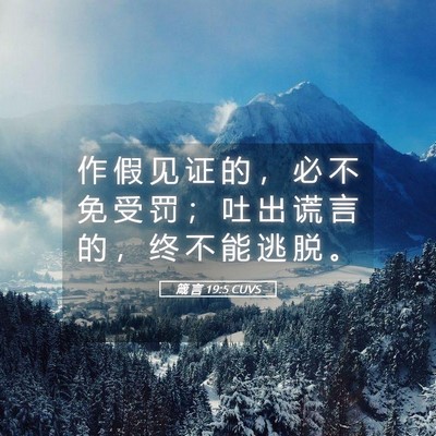 Picture 05 - 箴 言 19:5 CUVS - 作 假 见 证 的 ， 必 不 免 受 罚 ； - Bible Verse Picture