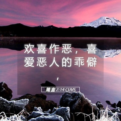 Picture 05 - 箴 言 2:14 CUVS - 欢 喜 作 恶 ， 喜 爱 恶 人 的 乖 僻 - Bible Verse Picture