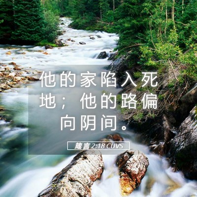 Picture 05 - 箴 言 2:18 CUVS - 他 的 家 陷 入 死 地 ； 他 的 路 偏 - Bible Verse Picture
