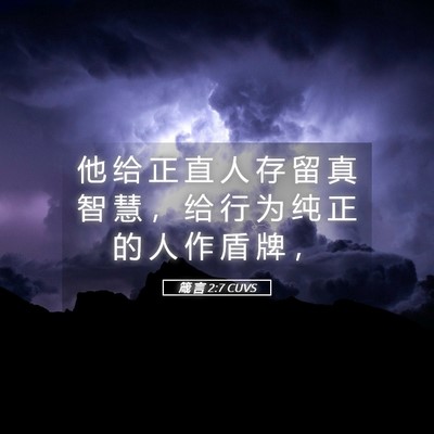 Picture 05 - 箴 言 2:7 CUVS - 他 给 正 直 人 存 留 真 智 慧 ， 给 - Bible Verse Picture
