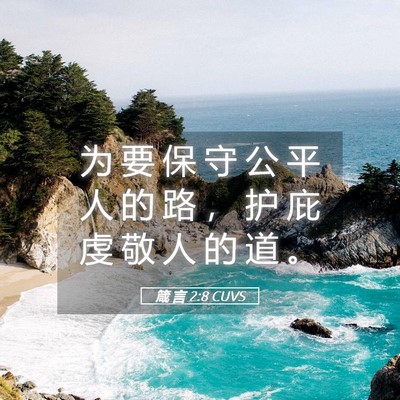 Picture 05 - 箴 言 2:8 CUVS - 为 要 保 守 公 平 人 的 路 ， 护 庇 - Bible Verse Picture