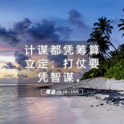 Picture 05 - 箴 言 20:18 CUVS - 计 谋 都 凭 筹 算 立 定 ； 打 仗 要 - Bible Verse Picture