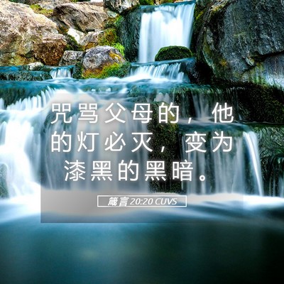 Picture 05 - 箴 言 20:20 CUVS - 咒 骂 父 母 的 ， 他 的 灯 必 灭 ， - Bible Verse Picture