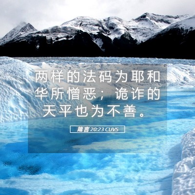 Picture 05 - 箴 言 20:23 CUVS - 两 样 的 法 码 为 耶 和 华 所 憎 恶 - Bible Verse Picture