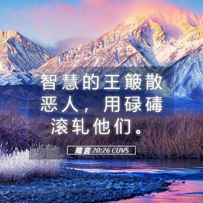 Picture 05 - 箴 言 20:26 CUVS - 智 慧 的 王 簸 散 恶 人 ， 用 碌 碡 - Bible Verse Picture