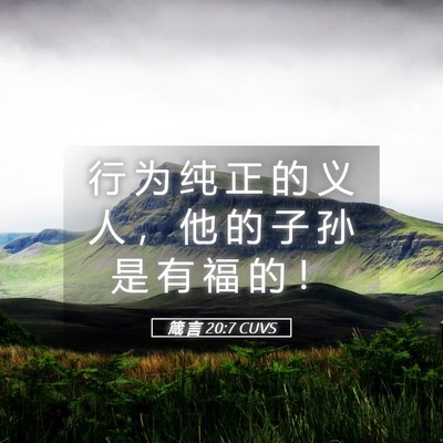 Picture 05 - 箴 言 20:7 CUVS - 行 为 纯 正 的 义 人 ， 他 的 子 孙 - Bible Verse Picture
