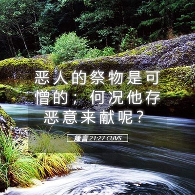 Picture 05 - 箴 言 21:27 CUVS - 恶 人 的 祭 物 是 可 憎 的 ； 何 况 - Bible Verse Picture