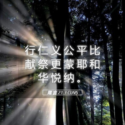 Picture 05 - 箴 言 21:3 CUVS - 行 仁 义 公 平 比 献 祭 更 蒙 耶 和 - Bible Verse Picture