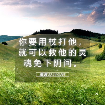 Picture 05 - 箴 言 23:14 CUVS - 你 要 用 杖 打 他 ， 就 可 以 救 他 - Bible Verse Picture