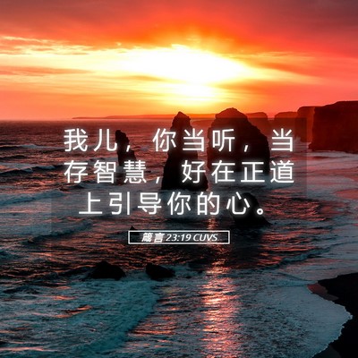 Picture 05 - 箴 言 23:19 CUVS - 我 儿 ， 你 当 听 ， 当 存 智 慧 ， - Bible Verse Picture