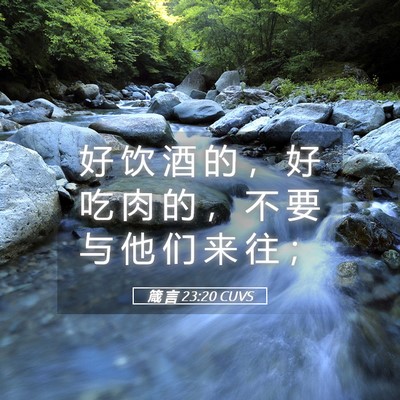 Picture 05 - 箴 言 23:20 CUVS - 好 饮 酒 的 ， 好 吃 肉 的 ， 不 要 - Bible Verse Picture