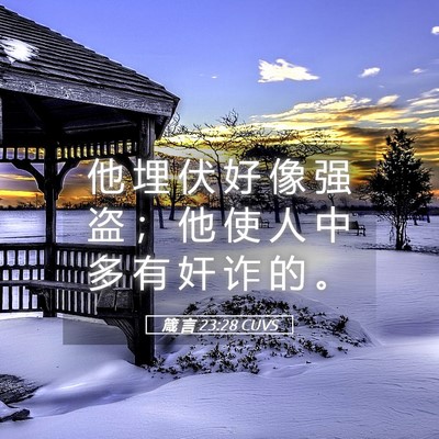 Picture 05 - 箴 言 23:28 CUVS - 他 埋 伏 好 像 强 盗 ； 他 使 人 中 - Bible Verse Picture