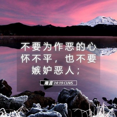 Picture 05 - 箴 言 24:19 CUVS - 不 要 为 作 恶 的 心 怀 不 平 ， 也 - Bible Verse Picture