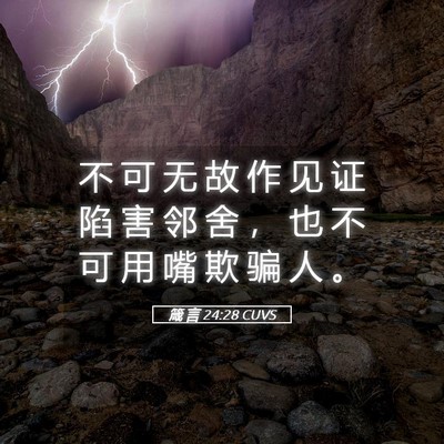 Picture 05 - 箴 言 24:28 CUVS - 不 可 无 故 作 见 证 陷 害 邻 舍 ， - Bible Verse Picture