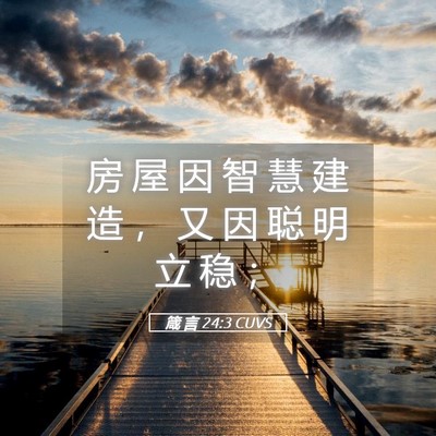 Picture 05 - 箴 言 24:3 CUVS - 房 屋 因 智 慧 建 造 ， 又 因 聪 明 - Bible Verse Picture