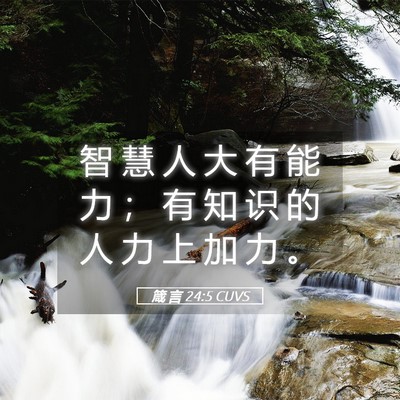 Picture 05 - 箴 言 24:5 CUVS - 智 慧 人 大 有 能 力 ； 有 知 识 的 - Bible Verse Picture