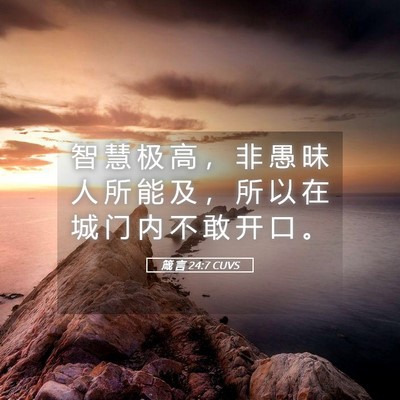 Picture 05 - 箴 言 24:7 CUVS - 智 慧 极 高 ， 非 愚 昧 人 所 能 及 - Bible Verse Picture