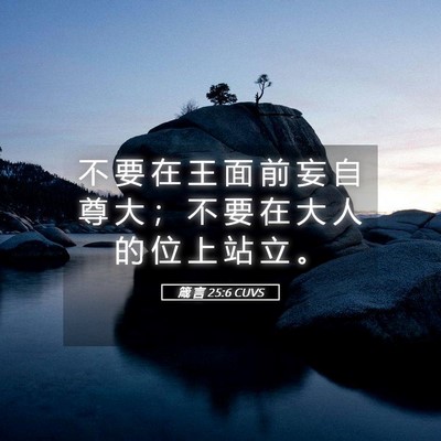 Picture 05 - 箴 言 25:6 CUVS - 不 要 在 王 面 前 妄 自 尊 大 ； 不 - Bible Verse Picture