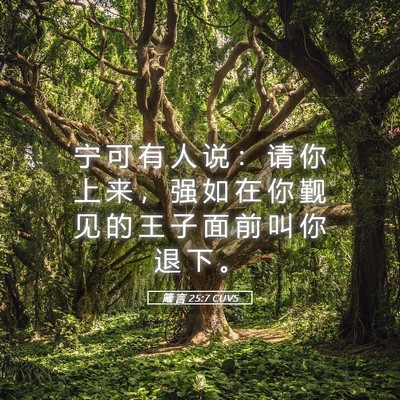 Picture 05 - 箴 言 25:7 CUVS - 宁 可 有 人 说 ： 请 你 上 来 ， 强 - Bible Verse Picture