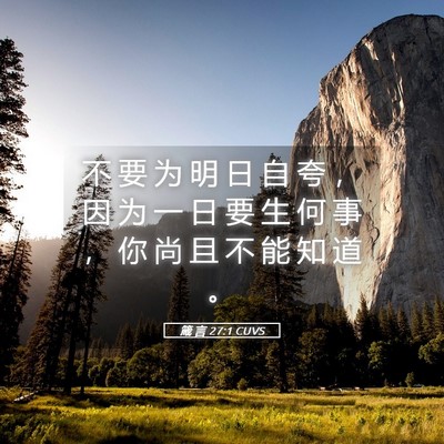 Picture 05 - 箴 言 27:1 CUVS - 不 要 为 明 日 自 夸 ， 因 为 一 日 - Bible Verse Picture