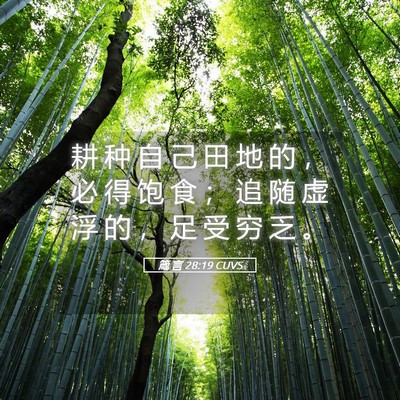 Picture 05 - 箴 言 28:19 CUVS - 耕 种 自 己 田 地 的 ， 必 得 饱 食 - Bible Verse Picture
