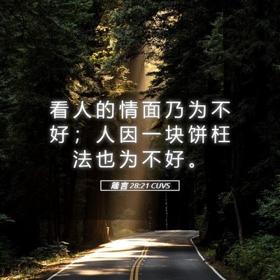 Picture 05 - 箴 言 28:21 CUVS - 看 人 的 情 面 乃 为 不 好 ； 人 因 - Bible Verse Picture
