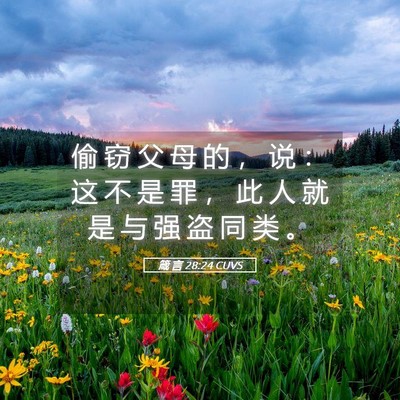 Picture 05 - 箴 言 28:24 CUVS - 偷 窃 父 母 的 ， 说 ： 这 不 是 罪 - Bible Verse Picture