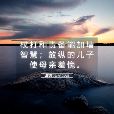 Picture 05 - 箴 言 29:15 CUVS - 杖 打 和 责 备 能 加 增 智 慧 ； 放 - Bible Verse Picture