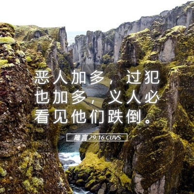 Picture 05 - 箴 言 29:16 CUVS - 恶 人 加 多 ， 过 犯 也 加 多 ， 义 - Bible Verse Picture