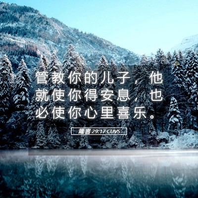Picture 05 - 箴 言 29:17 CUVS - 管 教 你 的 儿 子 ， 他 就 使 你 得 - Bible Verse Picture
