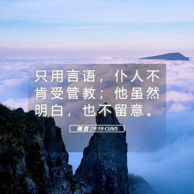 Picture 05 - 箴 言 29:19 CUVS - 只 用 言 语 ， 仆 人 不 肯 受 管 教 - Bible Verse Picture