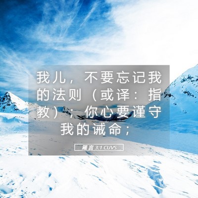 Picture 05 - 箴 言 3:1 CUVS - 我 儿 ， 不 要 忘 记 我 的 法 则 （ - Bible Verse Picture