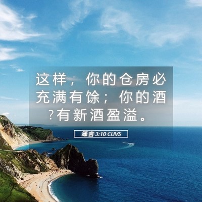 Picture 05 - 箴 言 3:10 CUVS - 这 样 ， 你 的 仓 房 必 充 满 有 馀 - Bible Verse Picture