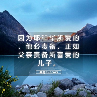 Picture 05 - 箴 言 3:12 CUVS - 因 为 耶 和 华 所 爱 的 ， 他 必 责 - Bible Verse Picture