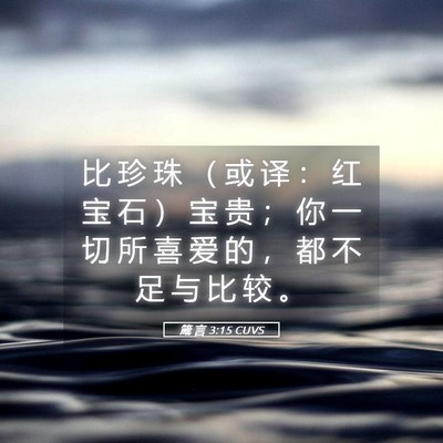 Picture 05 - 箴 言 3:15 CUVS - 比 珍 珠 （ 或 译 ： 红 宝 石 ） 宝 - Bible Verse Picture