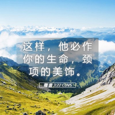 Picture 05 - 箴 言 3:22 CUVS - 这 样 ， 他 必 作 你 的 生 命 ， 颈 - Bible Verse Picture