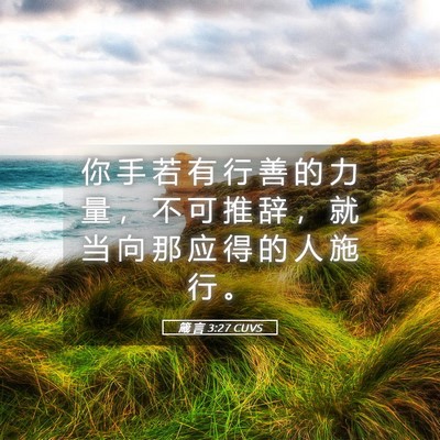 Picture 05 - 箴 言 3:27 CUVS - 你 手 若 有 行 善 的 力 量 ， 不 可 - Bible Verse Picture
